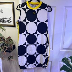 Adidas Women's Black, White, and Yellow Mod Dress